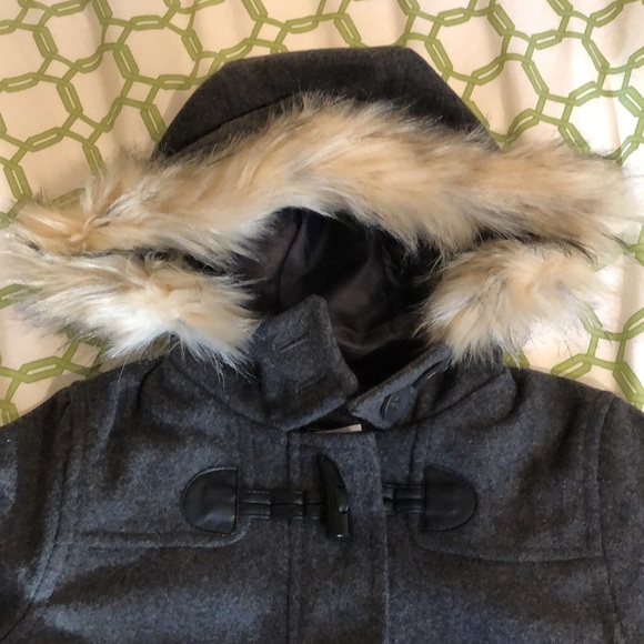 GAP Kids Toddler Wool Toggle Coat Hooded Gray Girls Size 4-5 - Picture 6 of 14